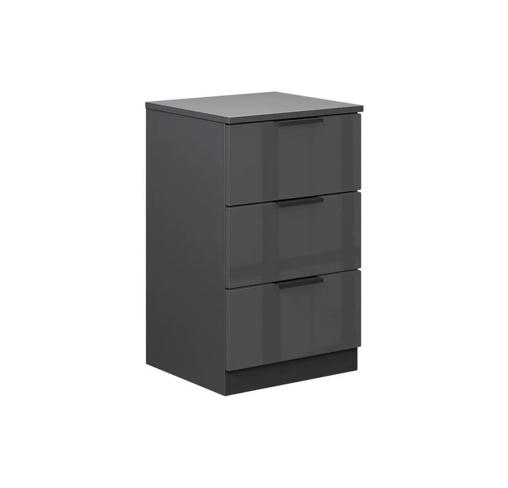Vicco Nachtschrank Fino Schwarz Hochglanz 3 Schubladen