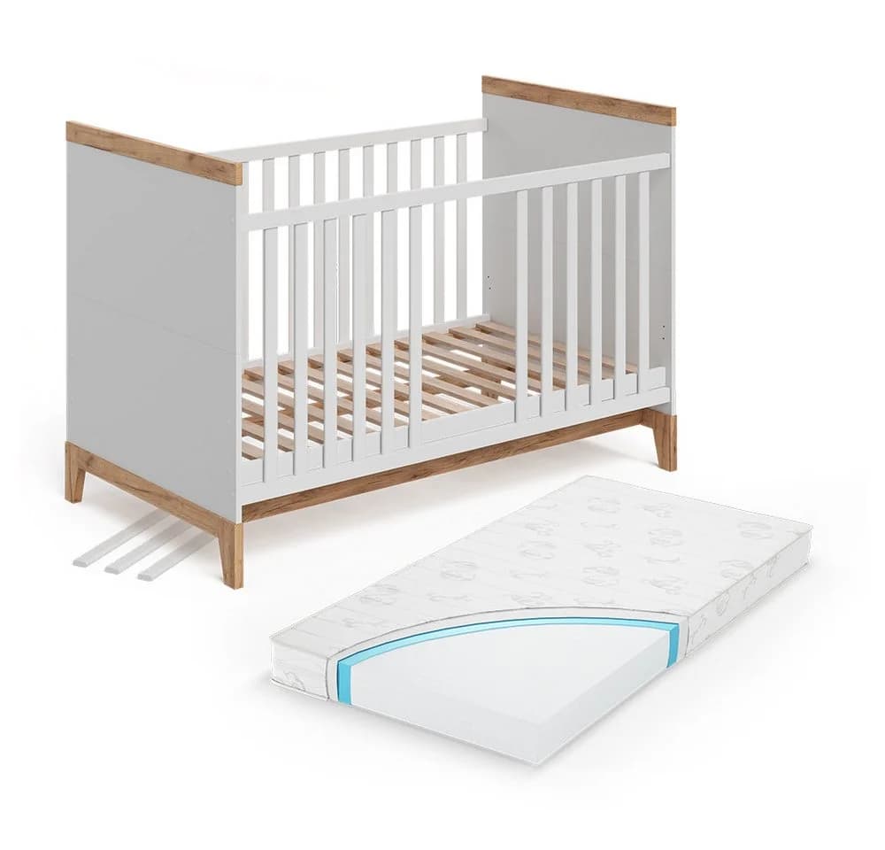 VitaliSpa® Babybett Malia Weiß/Artisan mit Matratze - Bild 3