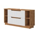 Vicco Waschbeckenunterschrank Lotta Eiche/Weiß gestreift 2 Schubladen Bild 2