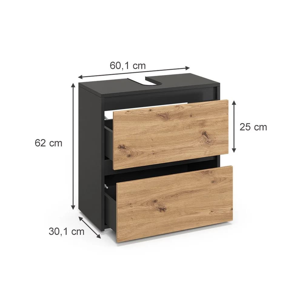 Vicco Waschbeckenunterschrank Majest Anthrazit/Artisan 60.1 x 62 cm