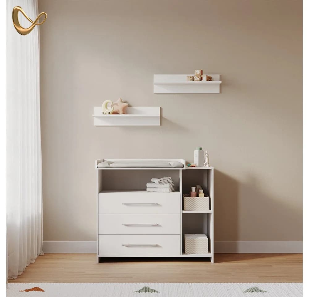 Livinity® Wickelkommode Torino Weiß mit Schubladen