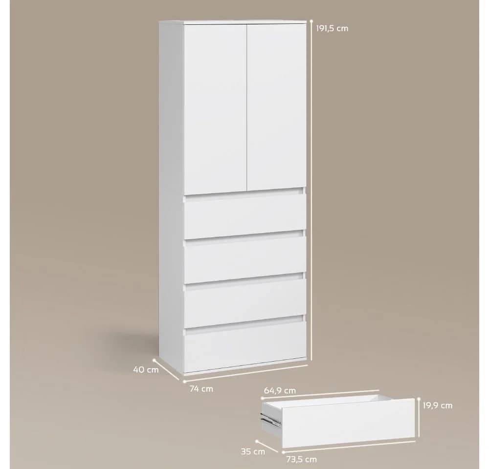 Livinity® Kleiderschrank Garda Weiß mit 4 Schubladen - Bild 3