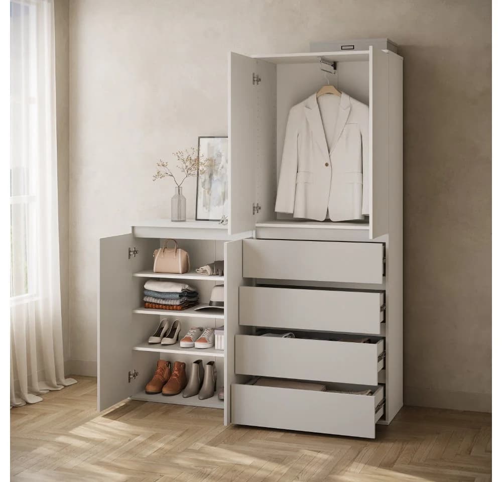 Livinity® Kleiderschrank Garda Weiß mit 4 Schubladen - Bild 4