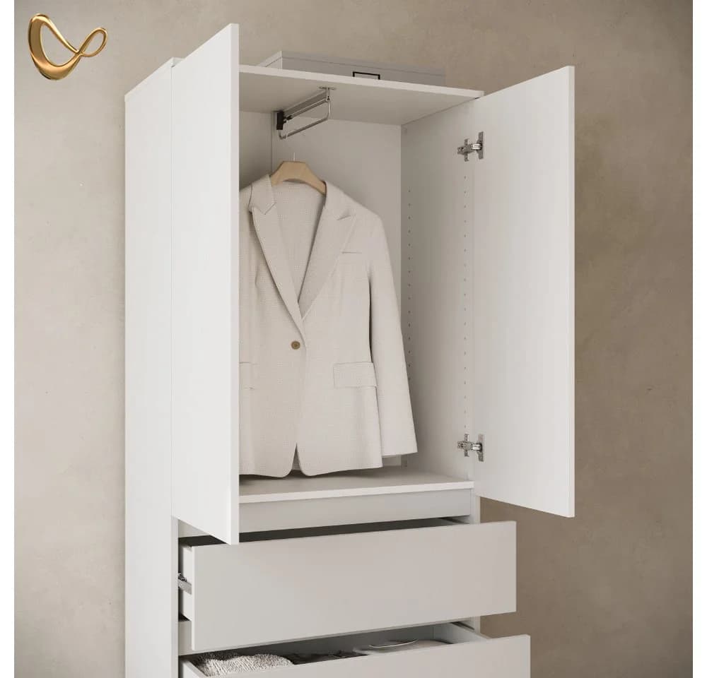 Livinity® Kleiderschrank Garda Weiß mit 4 Schubladen - Bild 5