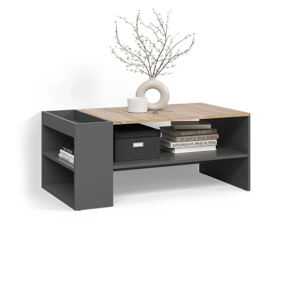 Livinity® Couchtisch Piave Anthrazit/Sonoma mit Regalen - Bild 2