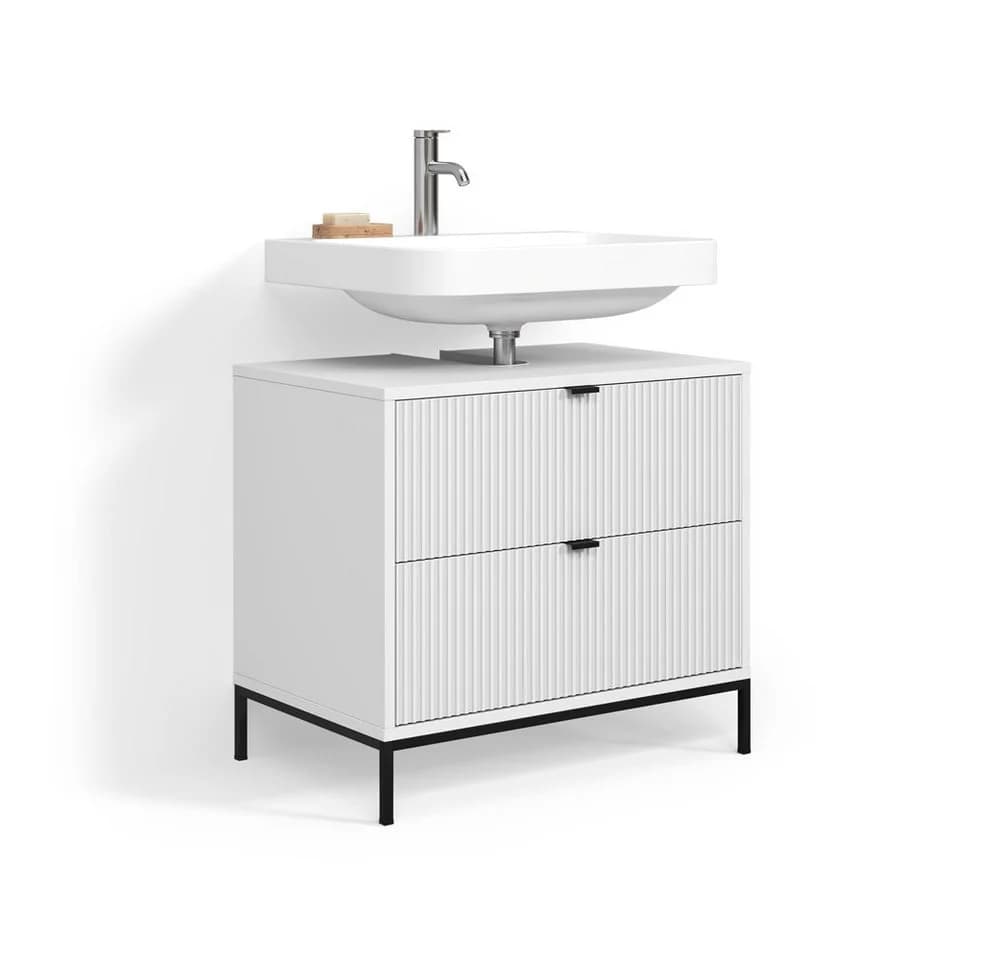 Livinity® Waschbeckenunterschrank Aterno Weiß 2 Schubladen - Bild 2
