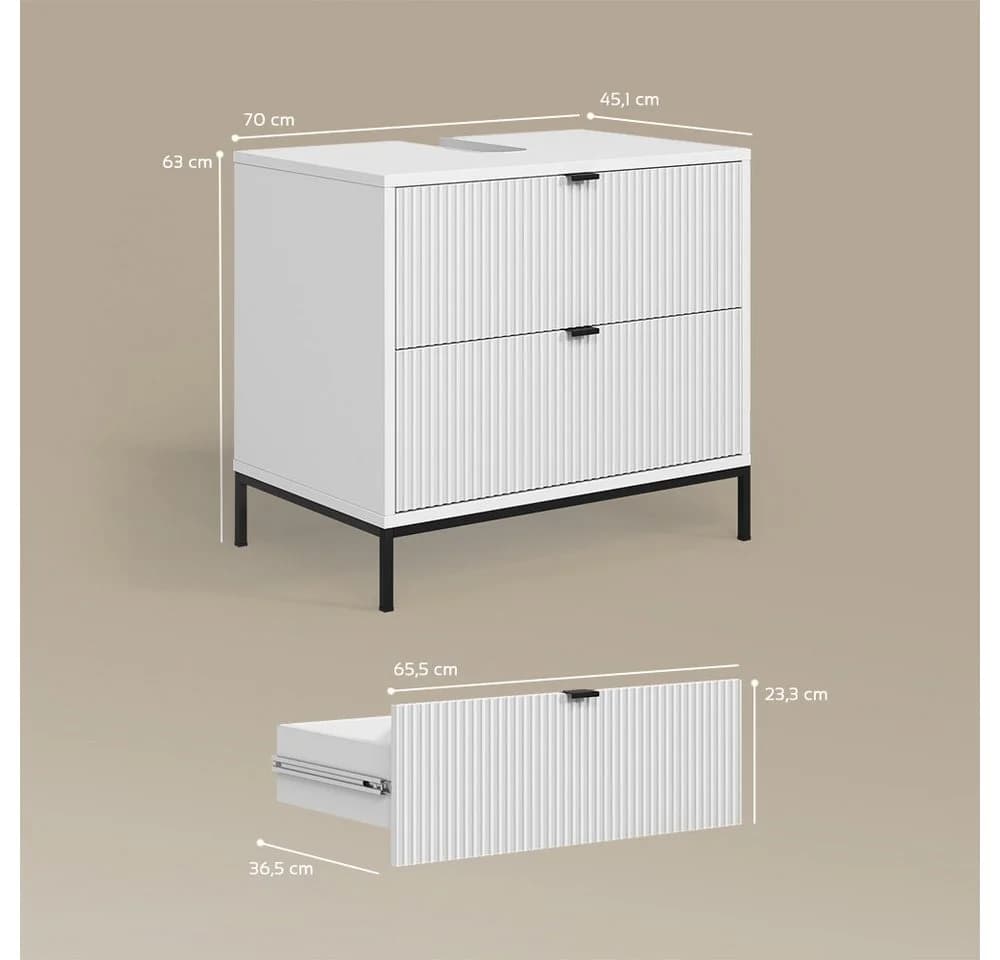 Livinity® Waschbeckenunterschrank Aterno Weiß 2 Schubladen - Bild 3