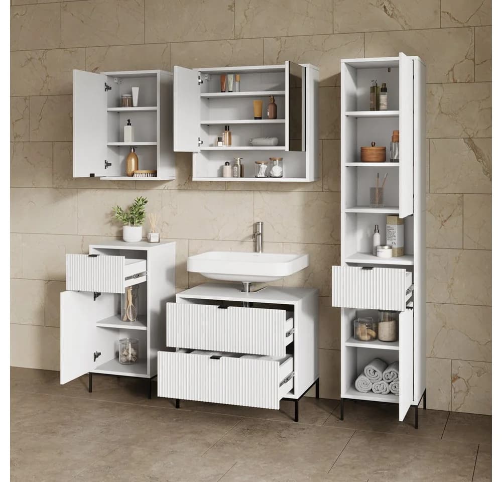 Livinity® Waschbeckenunterschrank Aterno Weiß 2 Schubladen - Bild 4