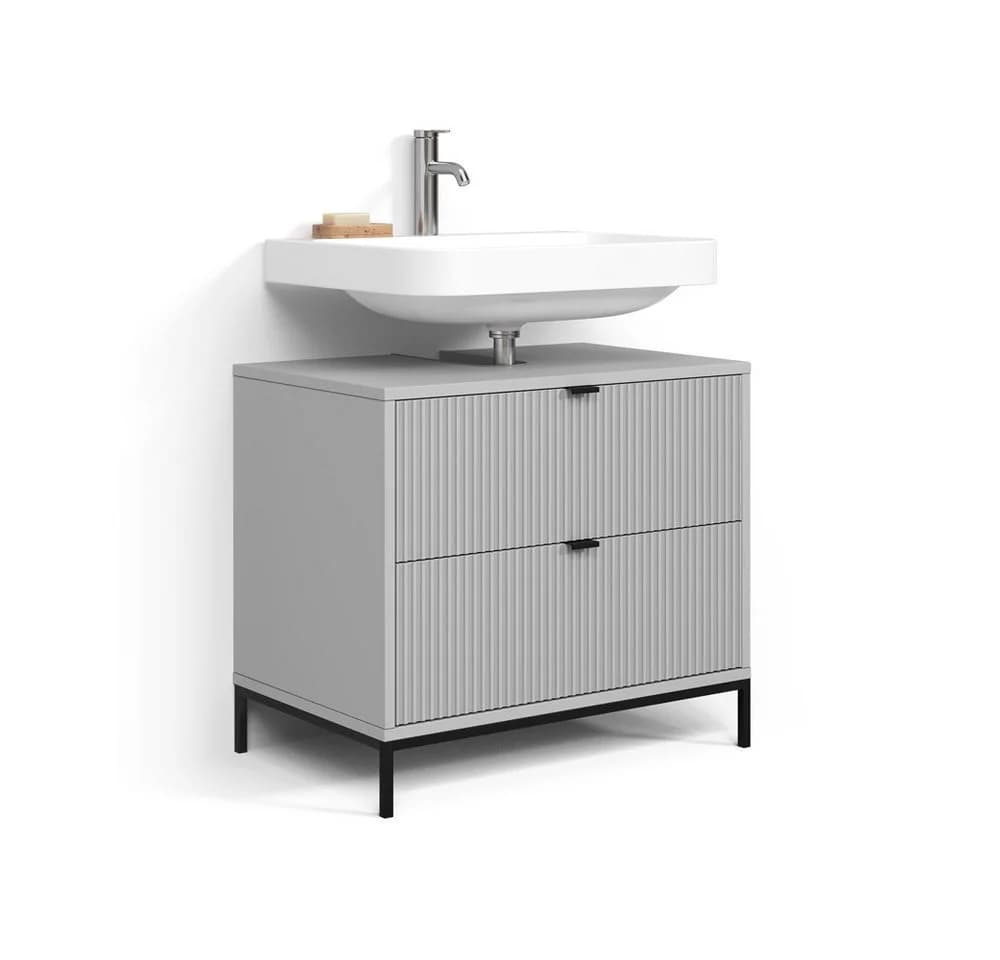 Livinity® Waschbeckenunterschrank Aterno Grau mit 2 Schubladen - Bild 2