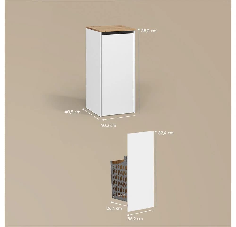 Livinity® Wäscheschrank Paolina mit Wäschkorb Weiß/Artisan-Eiche - Bild 3