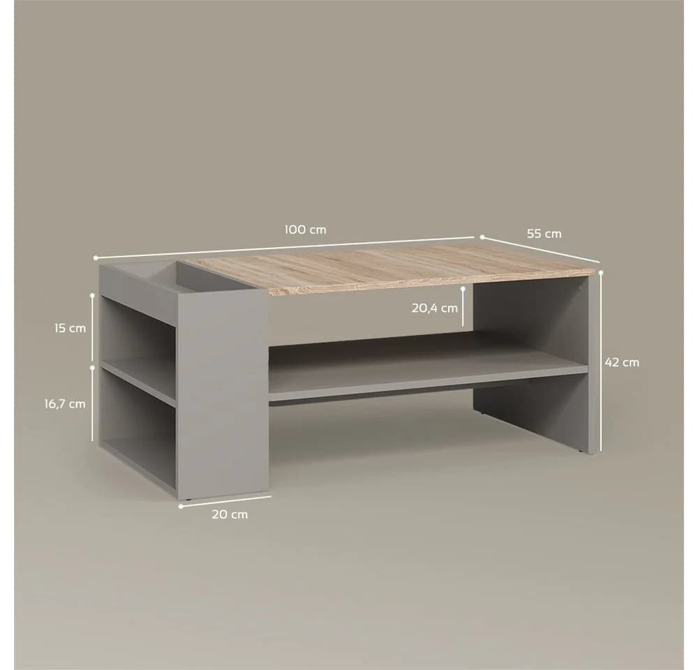 Livinity® Couchtisch Piave Greige mit Regalen - Bild 3