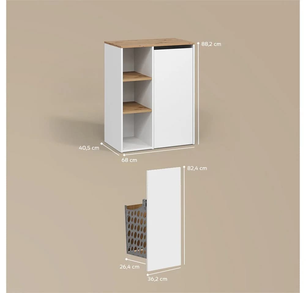 Livinity® Wäscheschrank Paolina Weiß mit Wäschekorb - Bild 3
