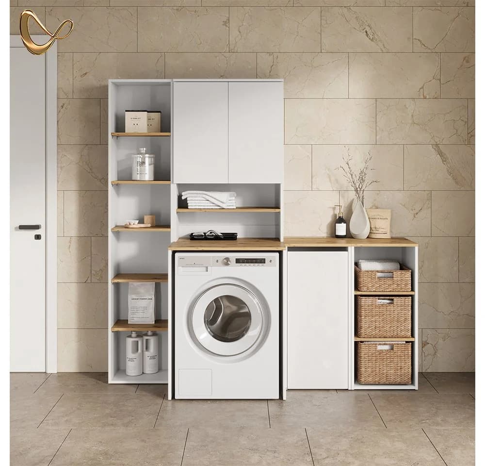 Livinity® Waschmaschinenumbauschrank Paolina Weiß/Artisan