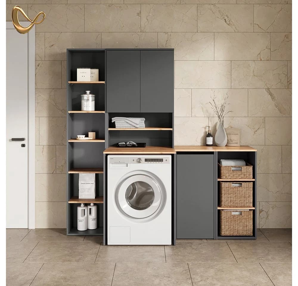 Livinity® Waschmaschinenumbauschrank Paolina Weiß/Artisan - Bild 3