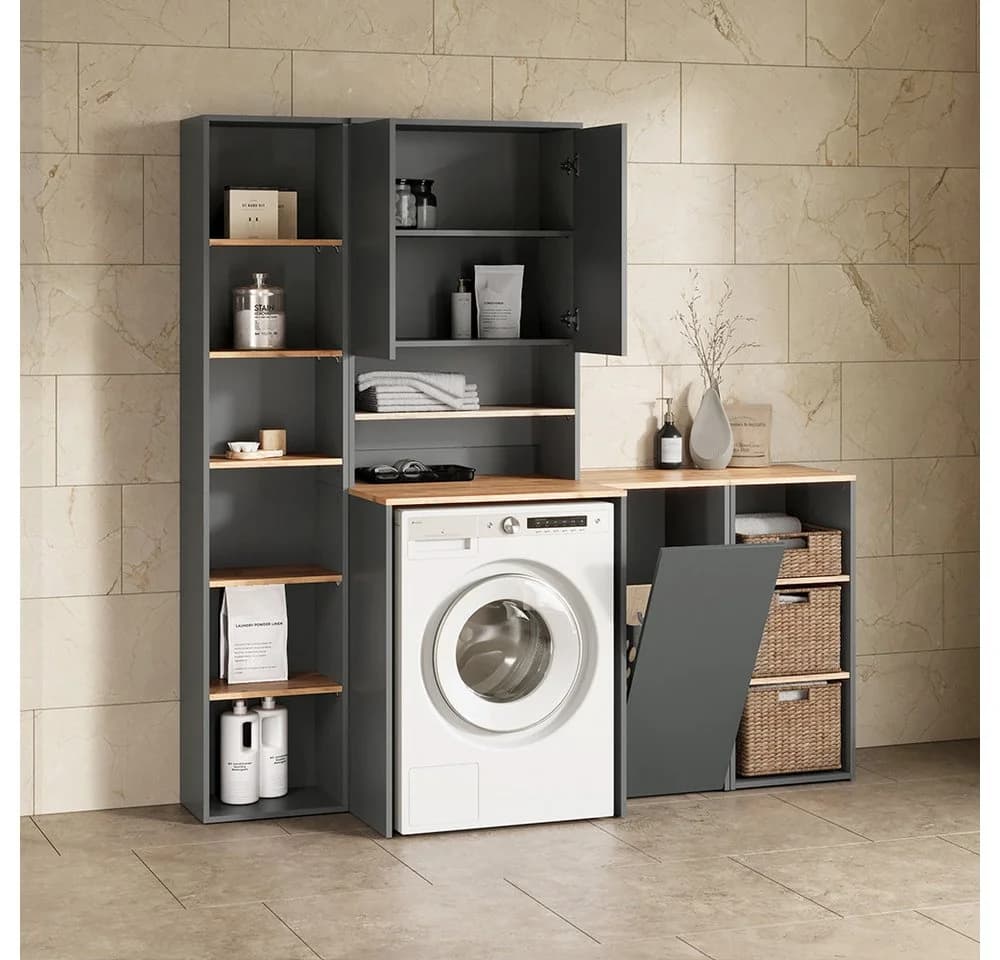 Livinity® Waschmaschinenumbauschrank Paolina Weiß/Artisan - Bild 5
