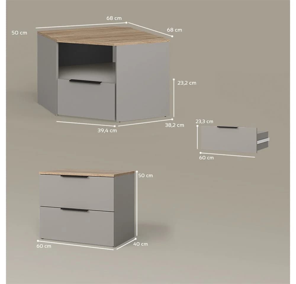 Livinity® Wohnwand Piave 3-teilig Greige/Sonoma - Bild 3