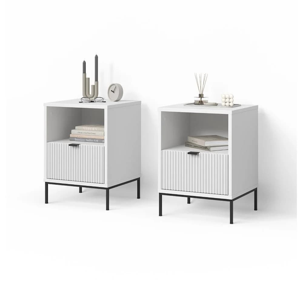 Livinity Nachtschrank Aterno 2er Set Weiß MDF - Bild 2