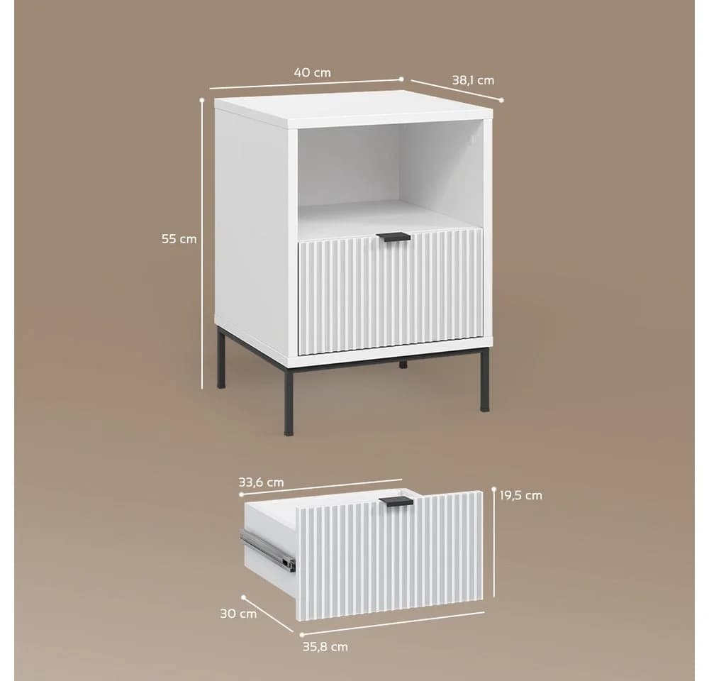 Livinity Nachtschrank Aterno 2er Set Weiß MDF - Bild 3