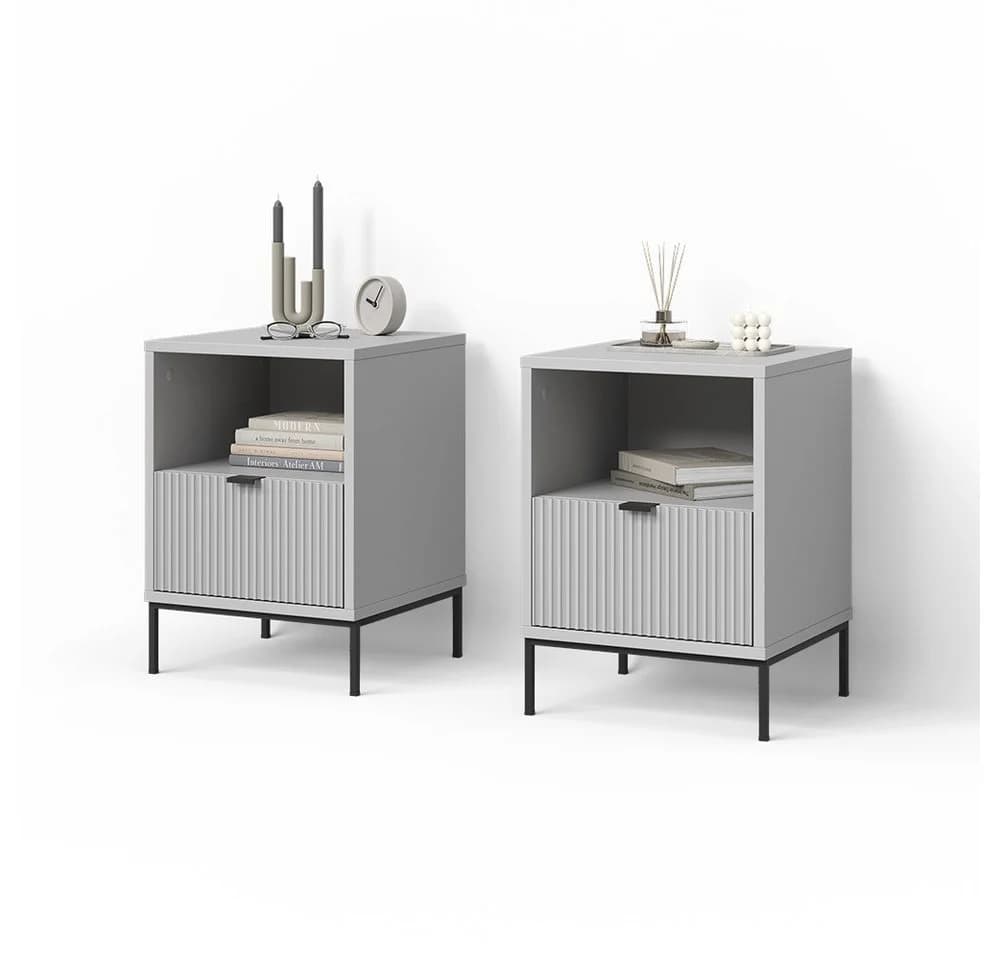 Livinity Nachtschrank Aterno Grau 2er Set - Bild 2