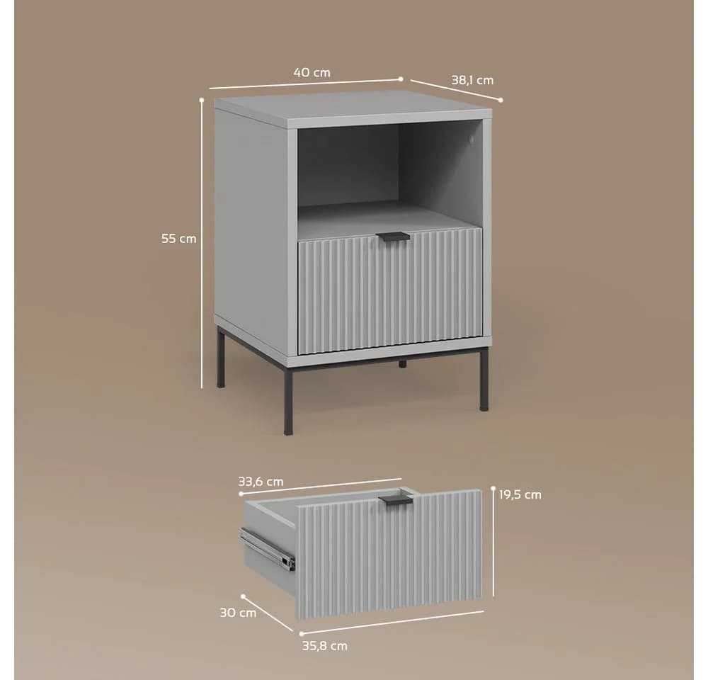 Livinity Nachtschrank Aterno Grau 2er Set - Bild 3
