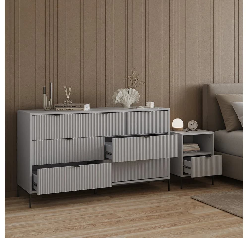 Livinity Nachtschrank Aterno Grau 2er Set - Bild 4