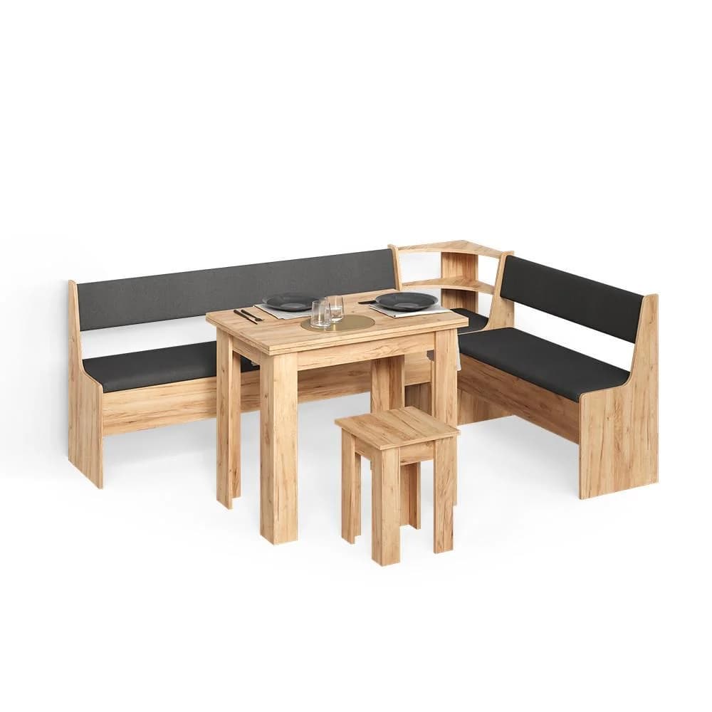 Eckbankgruppe Tiberio Goldkraft Eiche 210x150cm mit Tisch