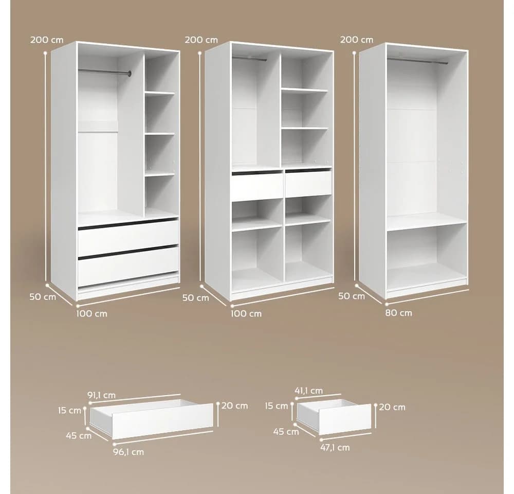 Livinity® Kleiderschrank Trento 3er Set Weiß - Bild 3