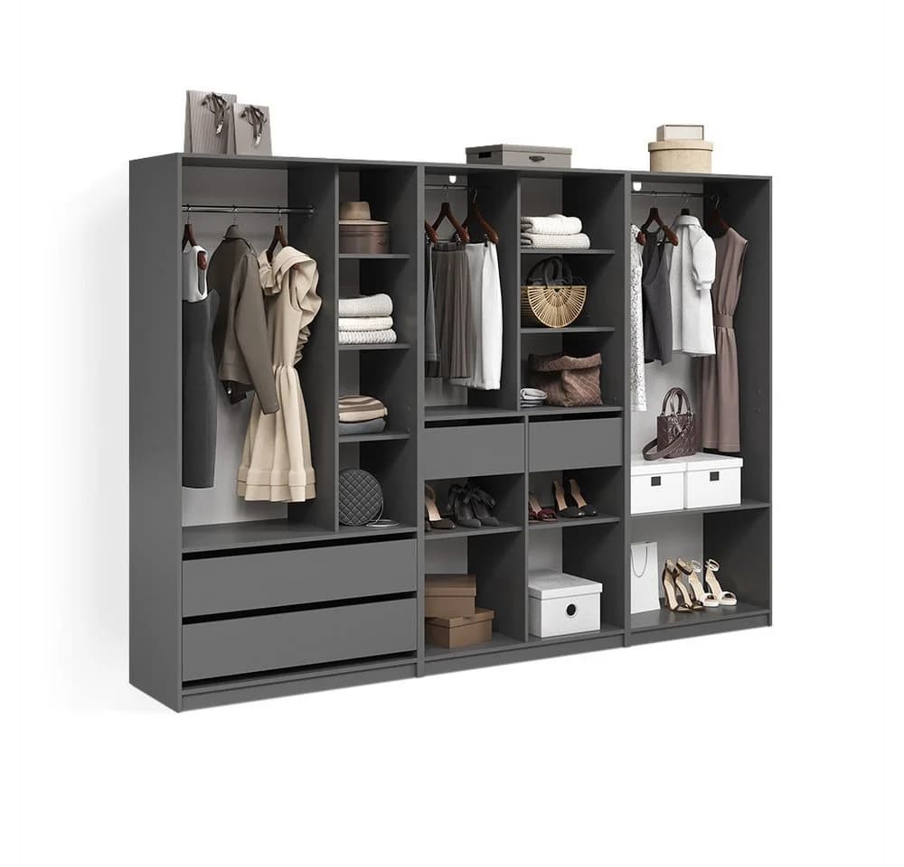Livinity® Kleiderschrank Trento 3er Set Anthrazit Spanplatte - Bild 2
