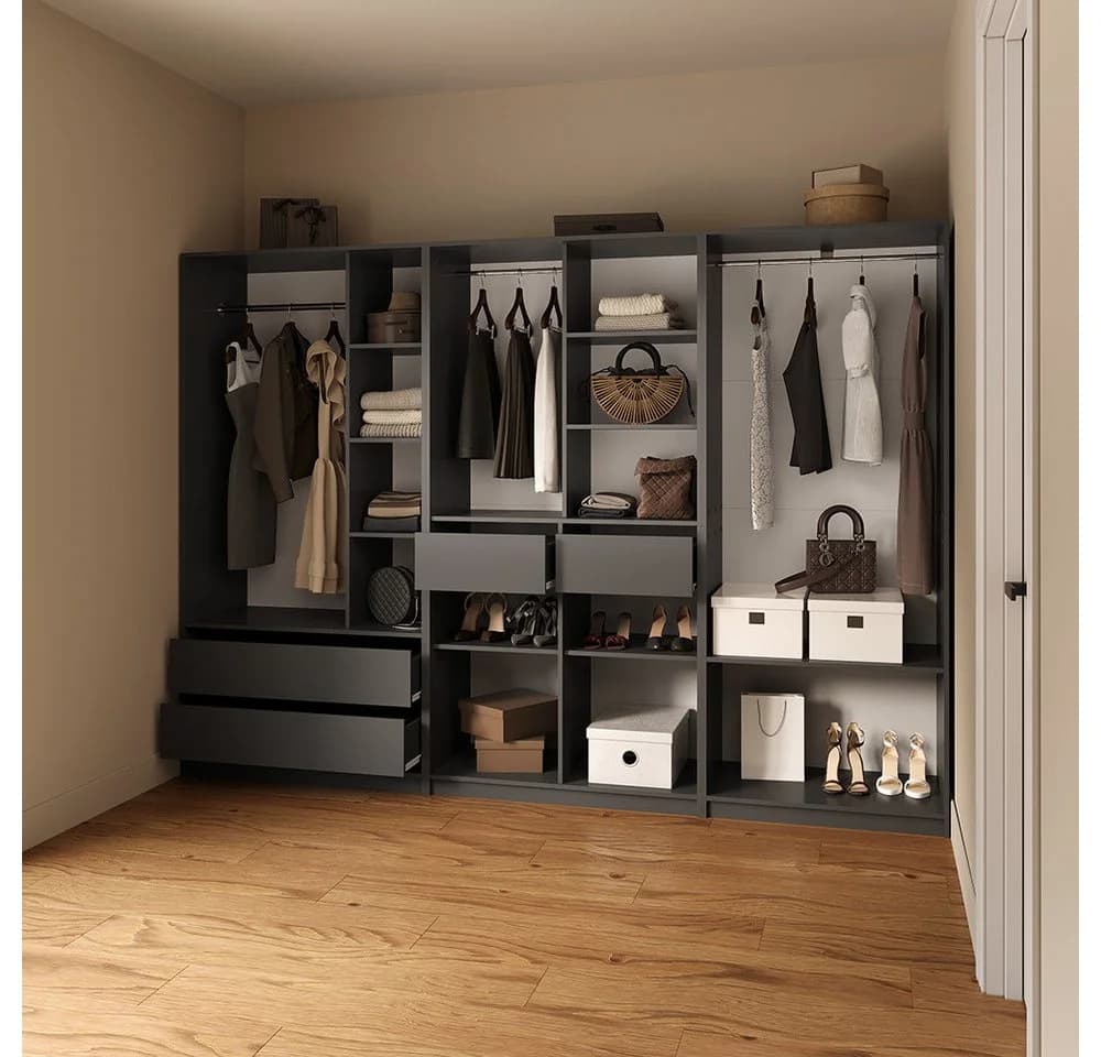 Livinity® Kleiderschrank Trento 3er Set Anthrazit Spanplatte - Bild 4