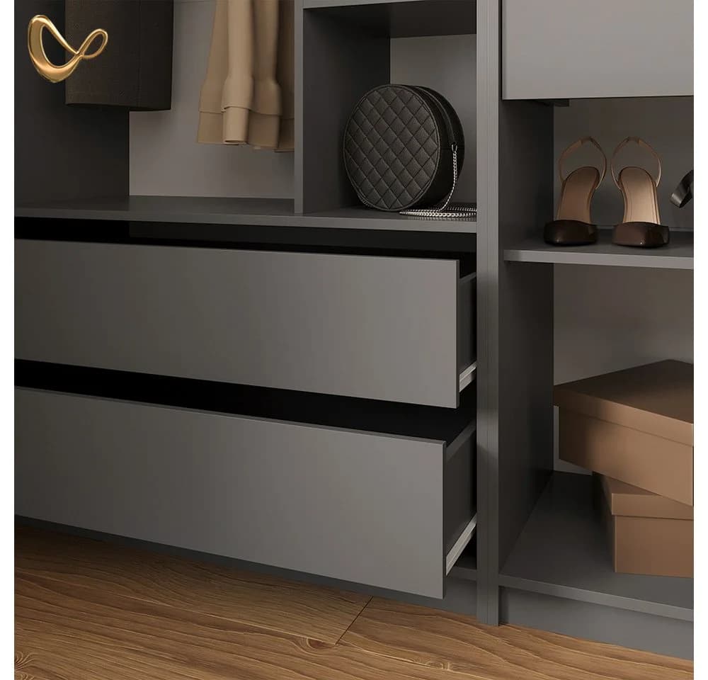 Livinity® Kleiderschrank Trento 3er Set Anthrazit Spanplatte - Bild 5