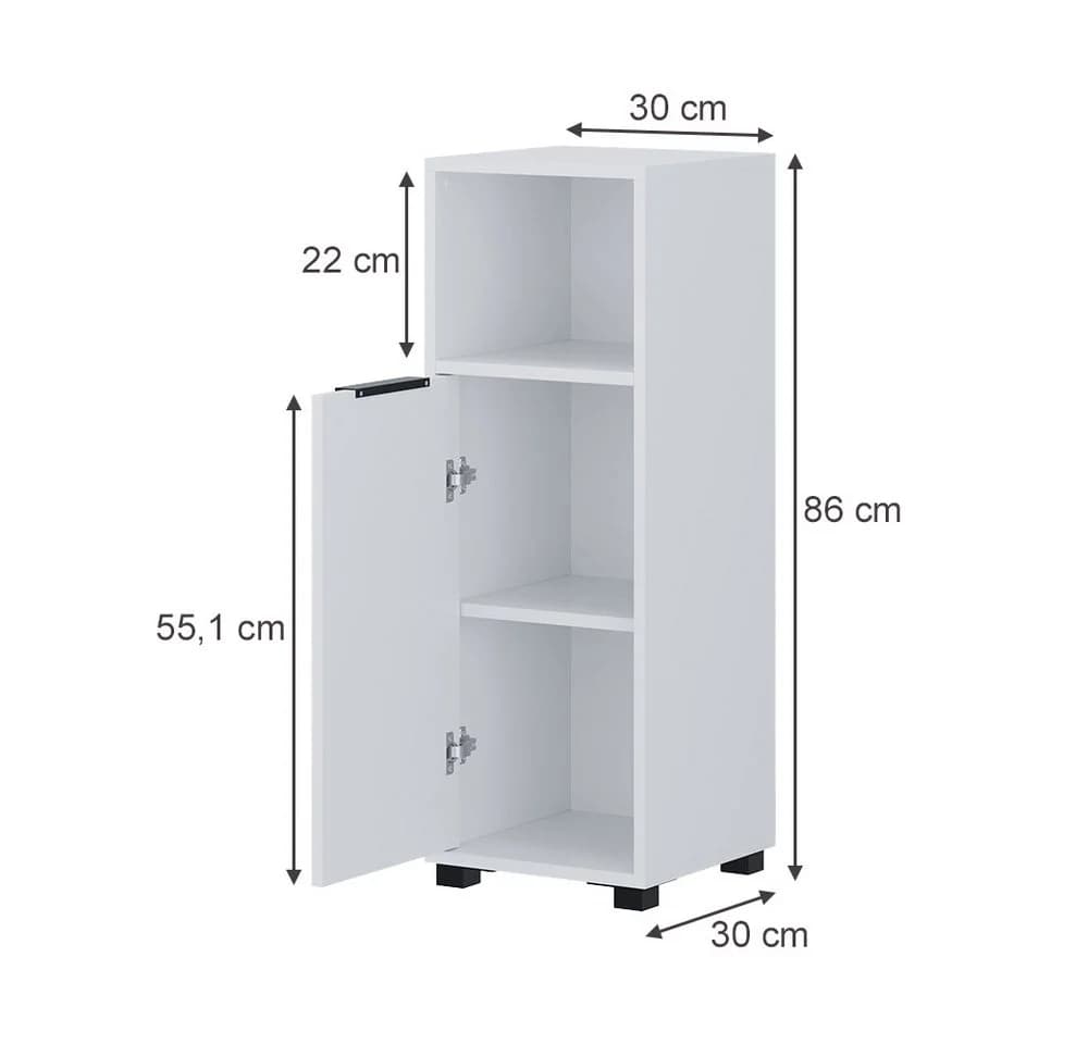 Vicco Midischrank Alina Weiß 3 Fächer Soft-Close
