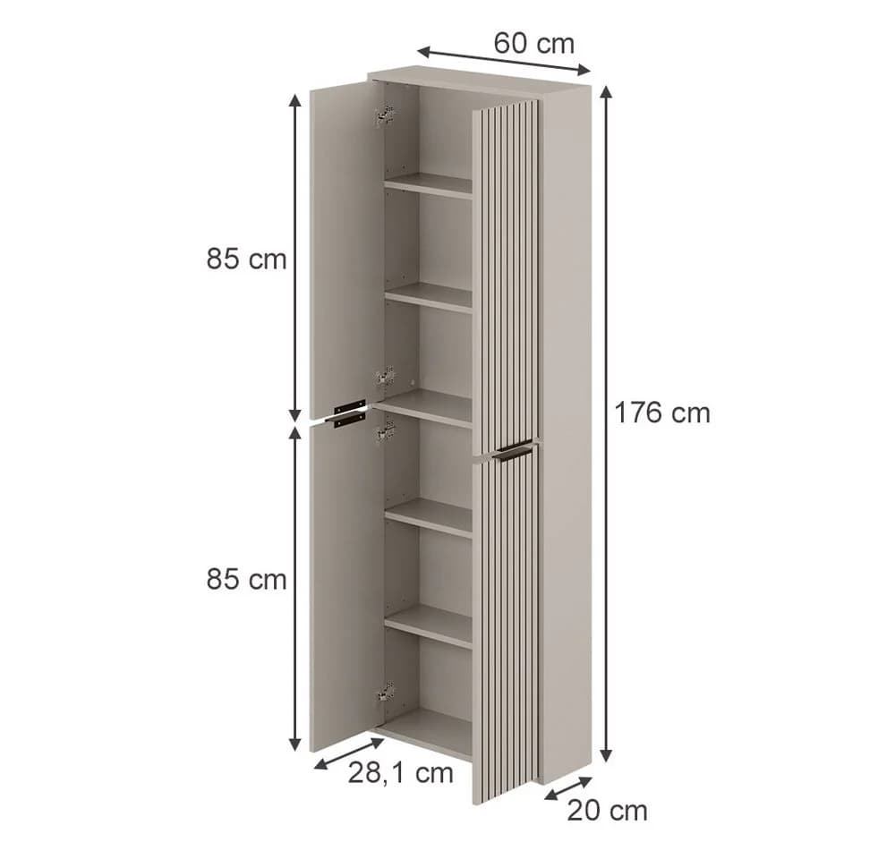 Vicco Hochschrank Ruford 4 Türen Cashmere