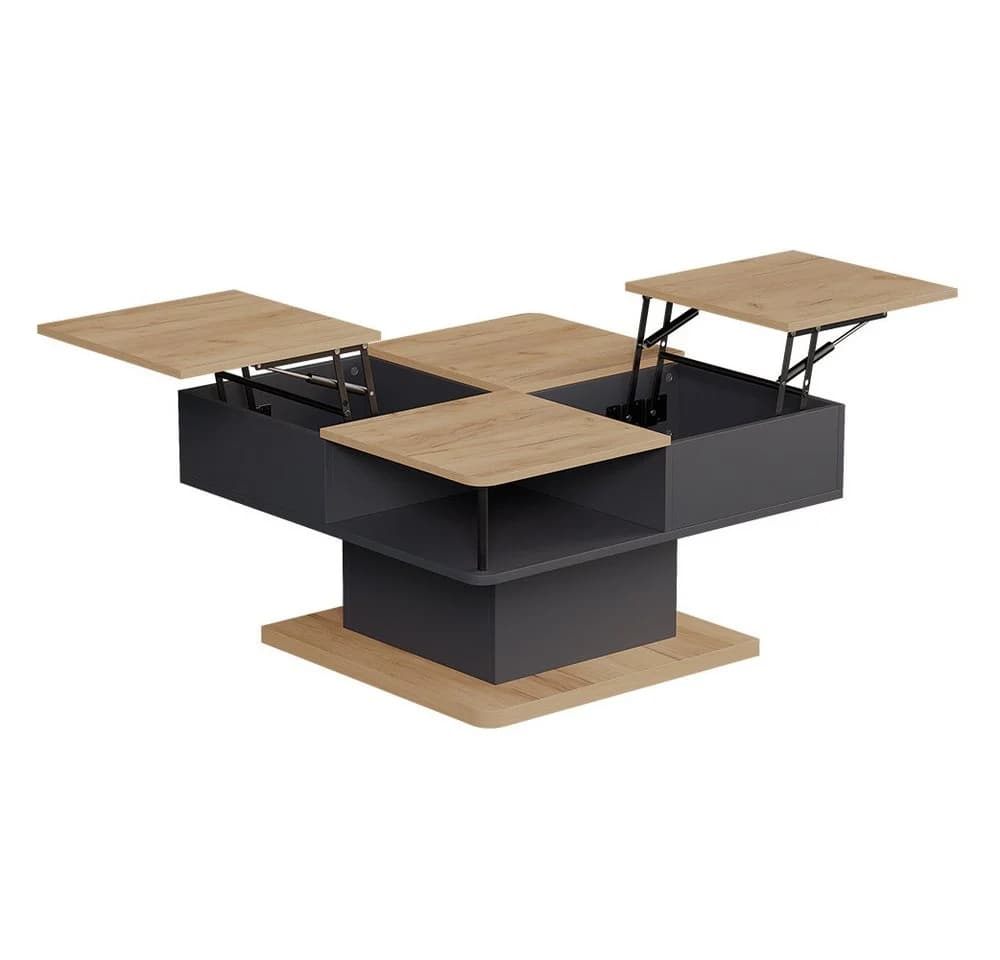 Vicco Couchtisch Movira Anthrazit/Goldkraft Eiche mit Liftfunktion und Stauraum
