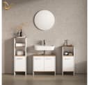Livinity® Badmöbel-Set Amalfi 3-teilig Weiß/Goldkraft Eiche Bild 1