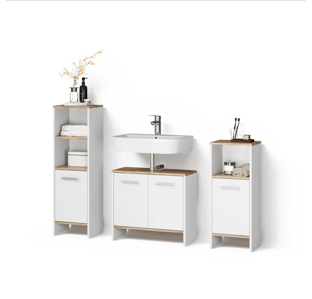 Livinity® Badmöbel-Set Amalfi 3-teilig Weiß/Goldkraft Eiche - Bild 2