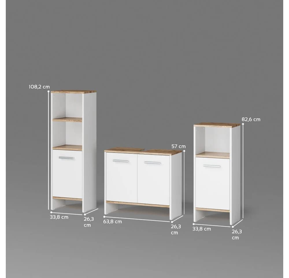 Livinity® Badmöbel-Set Amalfi 3-teilig Weiß/Goldkraft Eiche - Bild 3