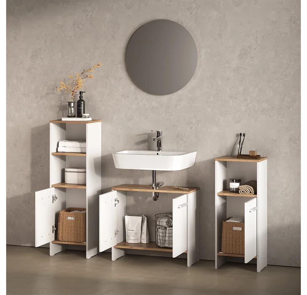 Livinity® Badmöbel-Set Amalfi 3-teilig Weiß/Goldkraft Eiche - Bild 5