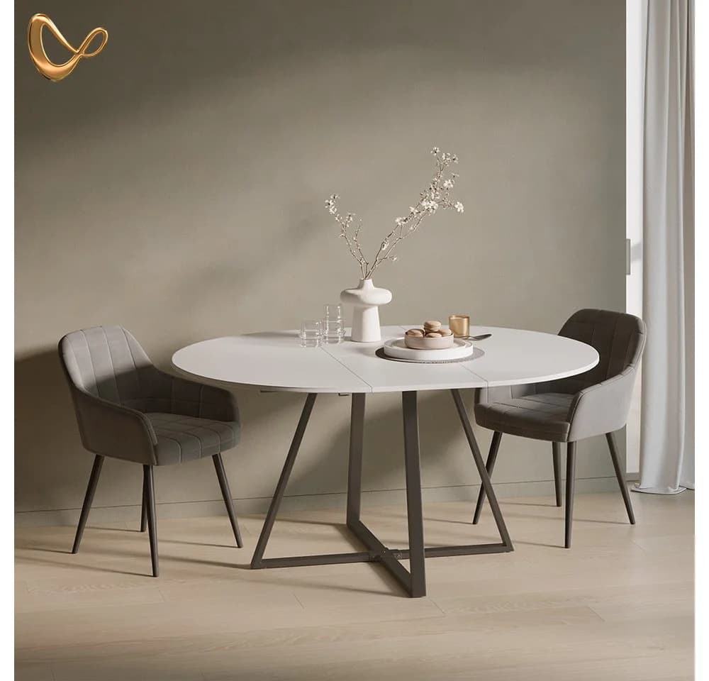 Livinity® Esstisch Firenze Weiß/Schwarz Ausziehbar