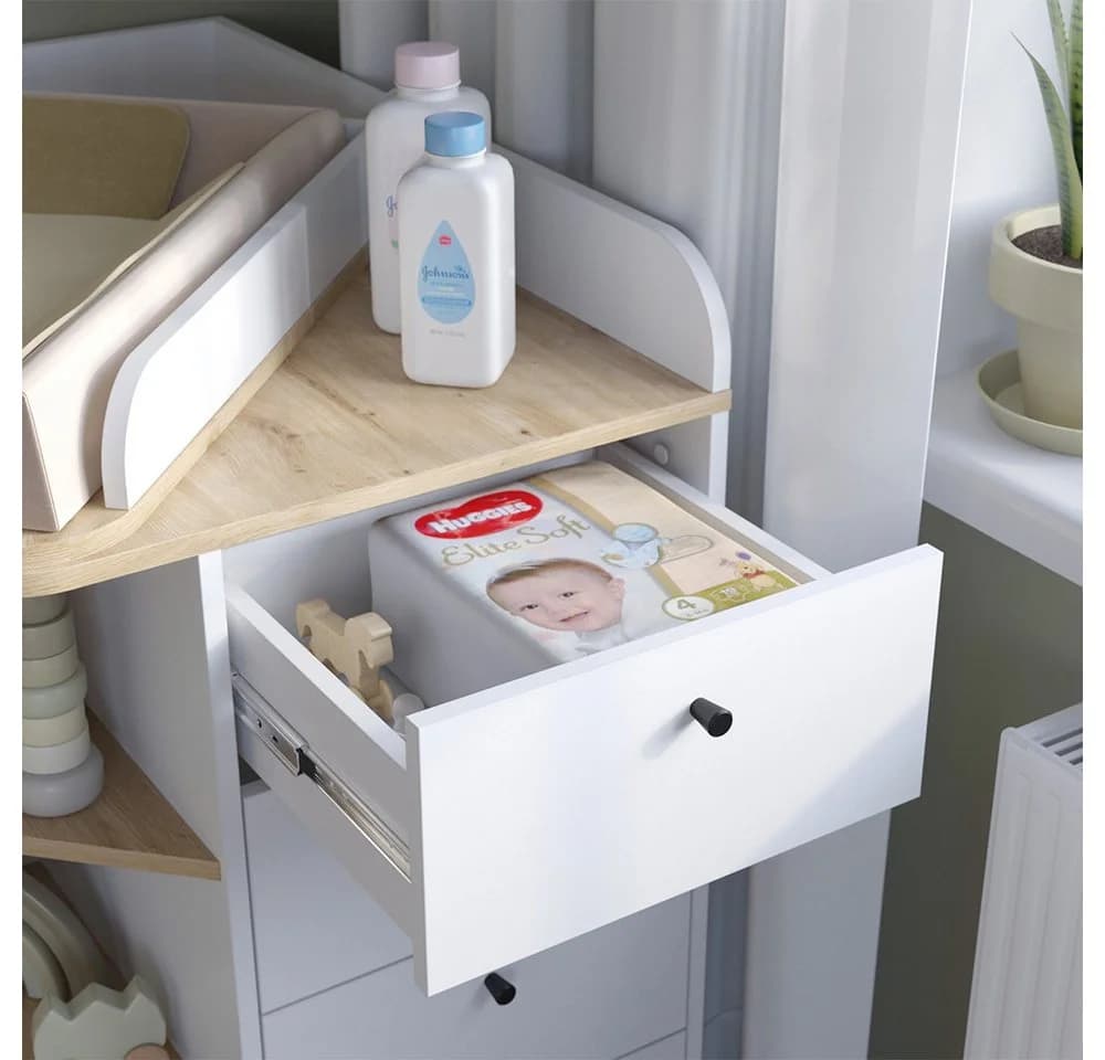 Vicco Wickelkommode Aria Weiß mit Schubladen und Regalen - Bild 4