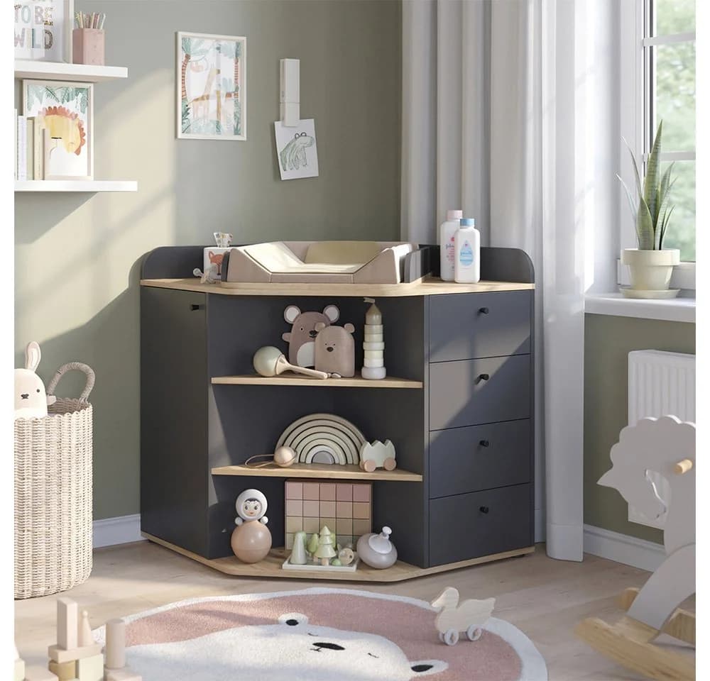 Vicco Wickelkommode Aria Anthrazit Artisan-Eiche mit Wickelaufsatz - Bild 2
