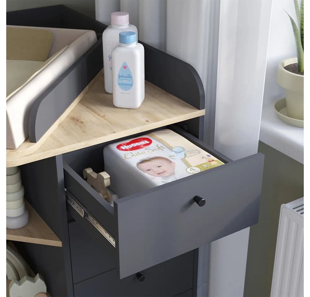 Vicco Wickelkommode Aria Anthrazit Artisan-Eiche mit Wickelaufsatz - Bild 4