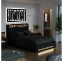 VitaliSpa® Polsterbett Christin Anthrazit/Eiche mit LED und USB-Anschluss Bild 2