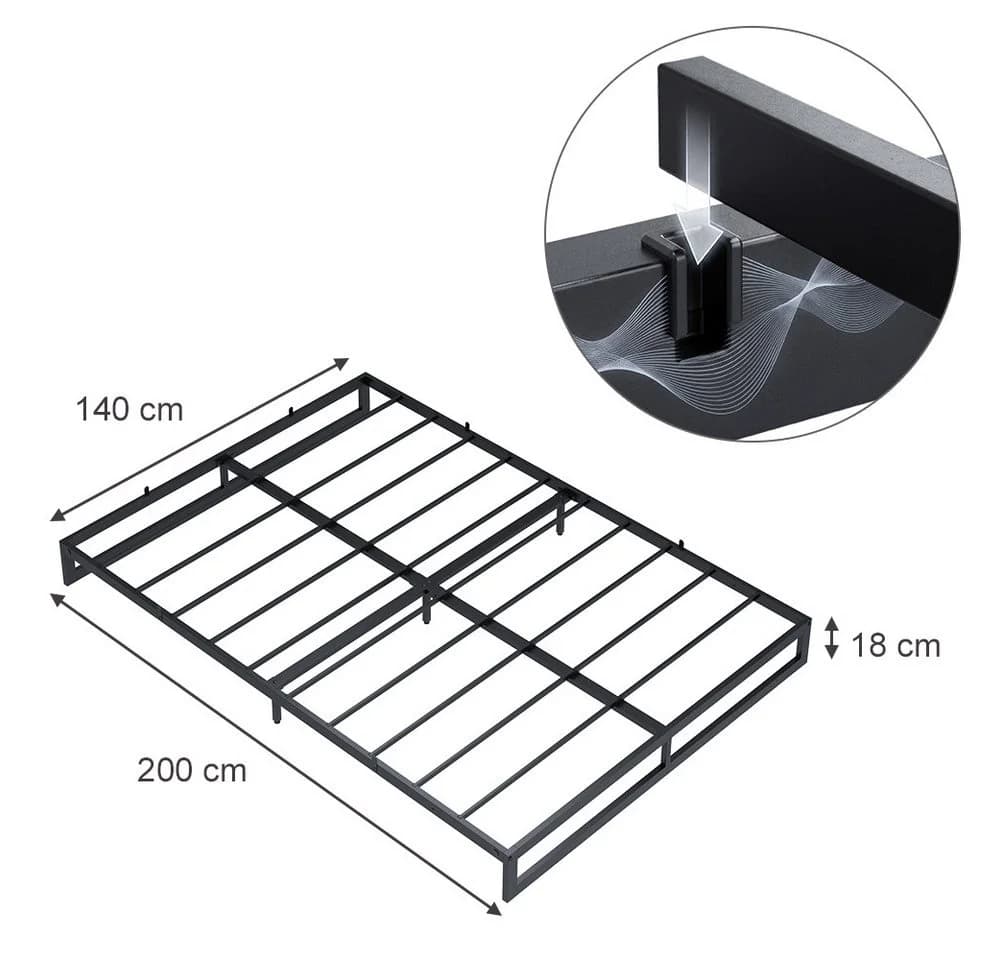 VitaliSpa® Bettgestell Lenora Schwarz Metall