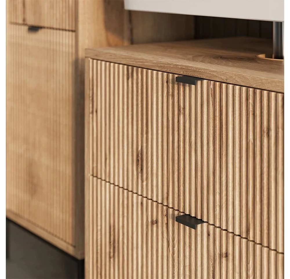 Vicco Badmöbel-Set Eliza 3-teilig Viking Oak Schwarz - Bild 5