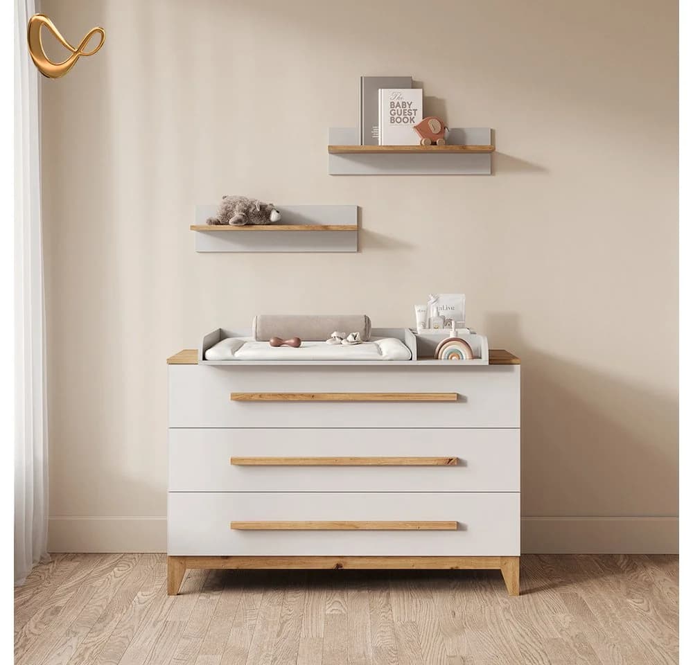 Livinity Wickelkommode Mailo Weiß 3 Schubladen XL