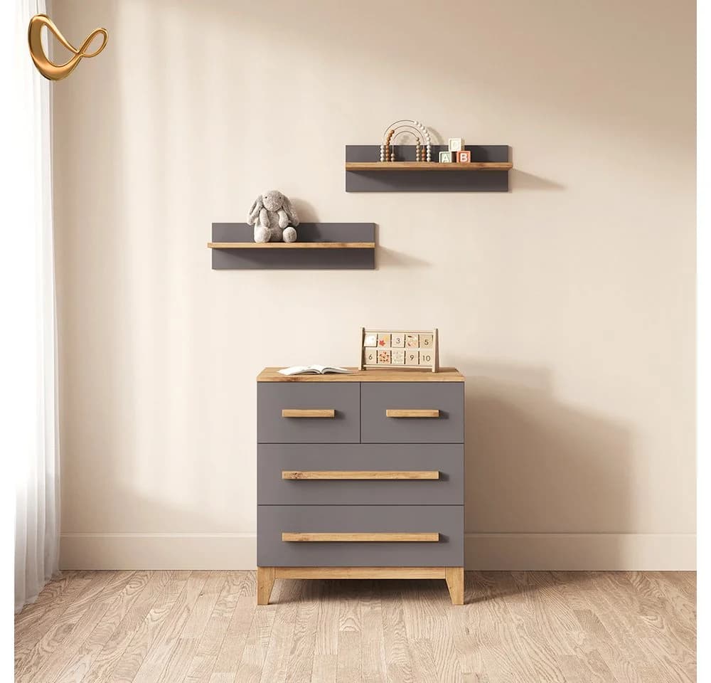 Livinity® Wandregal Mailo Grau Melaminharzbeschichtung