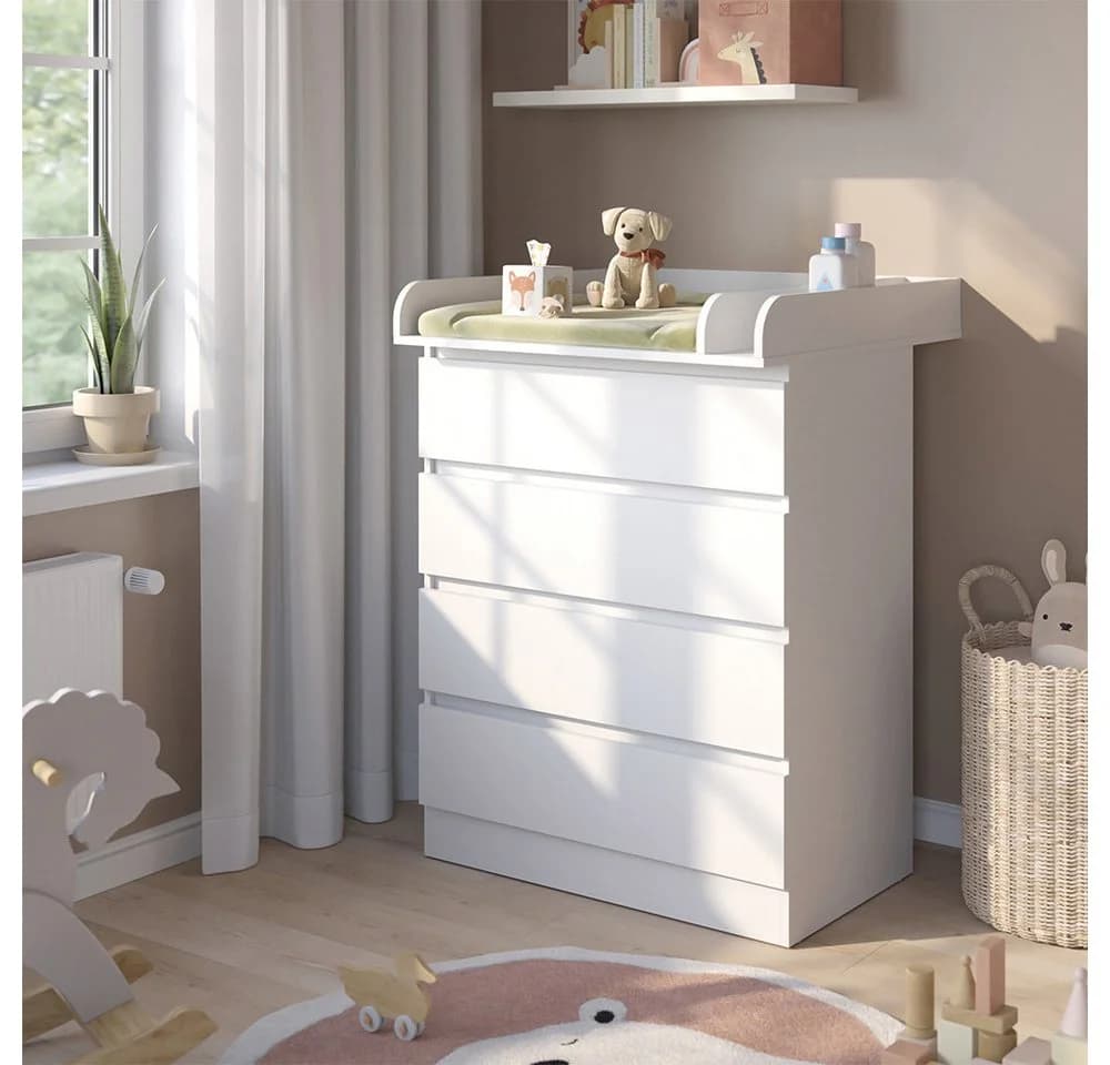 VitaliSpa® Wickelkommode Emmi Weiß mit 4 Schubladen - Bild 2