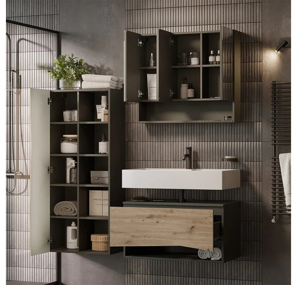 Vicco Hochschrank Willow Artisan Eiche/Anthrazit mit 5 offenen Fächern - Bild 5