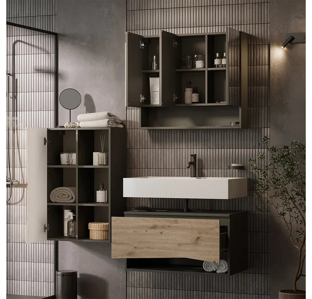 Vicco Midischrank Willow Artisan Anthrazit mit 3 Fächern - Bild 5