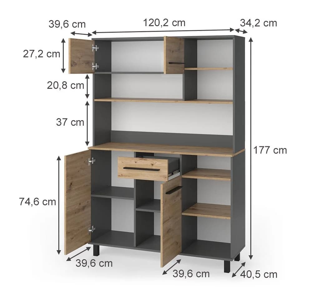 Vicco Küchenbuffet Pure Artisan-Eiche Anthrazit - Bild 1